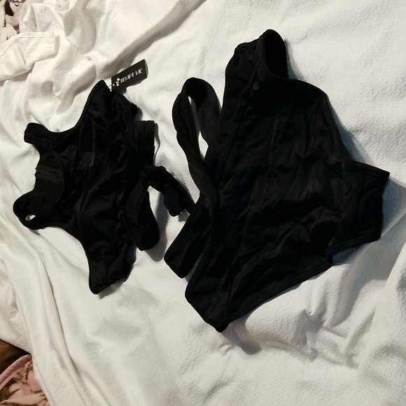 NWT TWO PIECE HIGH NECK BIKINI SET CUTOUT CRISS CROSS BANDAGE SWIM BATHING SUIT - Picture 13 of 14